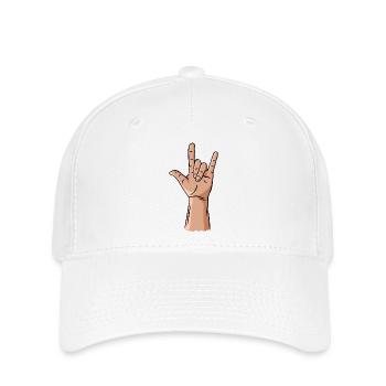 Teufelshörner / Rock'n'Roll / Metall Handgeste - Flexfit Cap - Weiß - Vorne