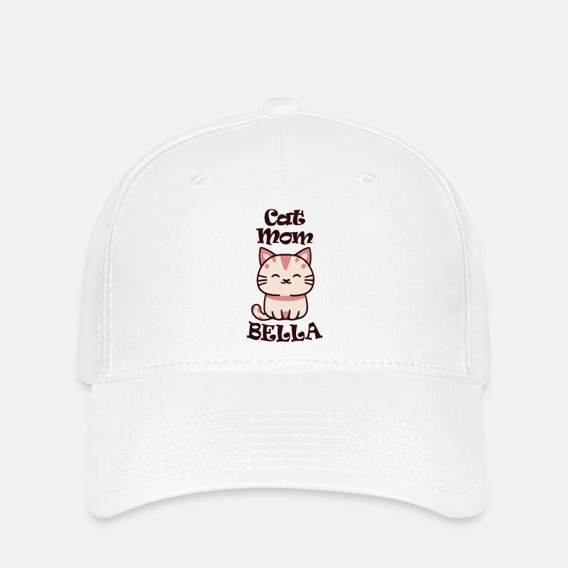 Bella Nom Prénom avec chat - Casquette Flexfit - blanc