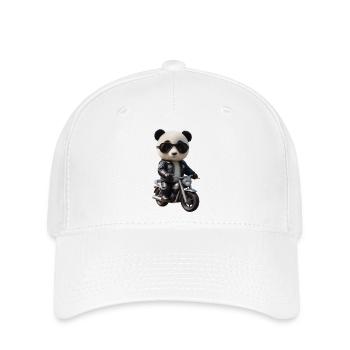 Biker Panda - Flexfit Cap - Weiß - Vorne