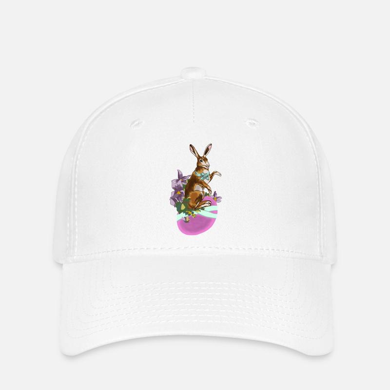 Hase_auf_Ei_rosa_im Jugendstil gemalt - Flexfit Cap - Weiß