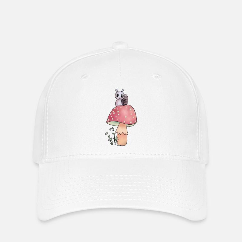 Pilz_mit_Schnecke - Casquette Flexfit - blanc