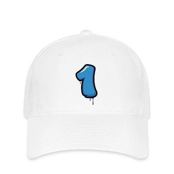 Design numéro un bleu - Casquette Flexfit - blanc - Devant