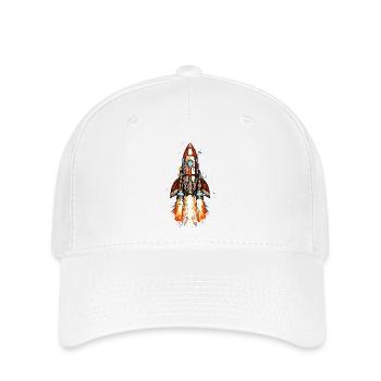 Fusée futuriste au lancement dans le style comic - Casquette Flexfit - blanc - Devant