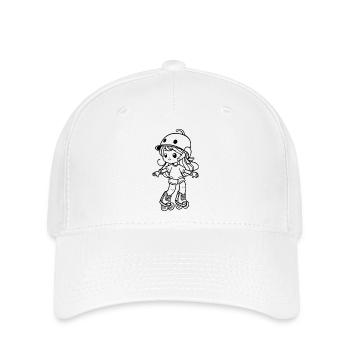 Roller Skating Mädchen Cartoon - Flexfit Cap - Weiß - Vorne
