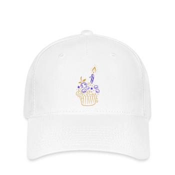 Cupcake mit Blaubeeren - Süßes Backmotiv - Flexfit Cap - Weiß - Vorne