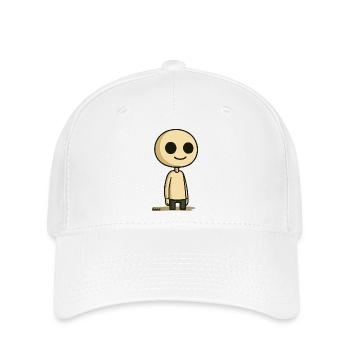 Personnage de dessin animé simple à tête ronde - Casquette Flexfit - blanc - Devant