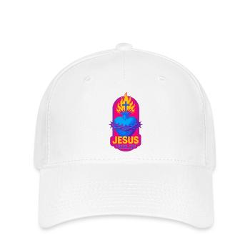 Sacred Heart Jesus Neon - Flexfit Cap - Weiß - Vorne