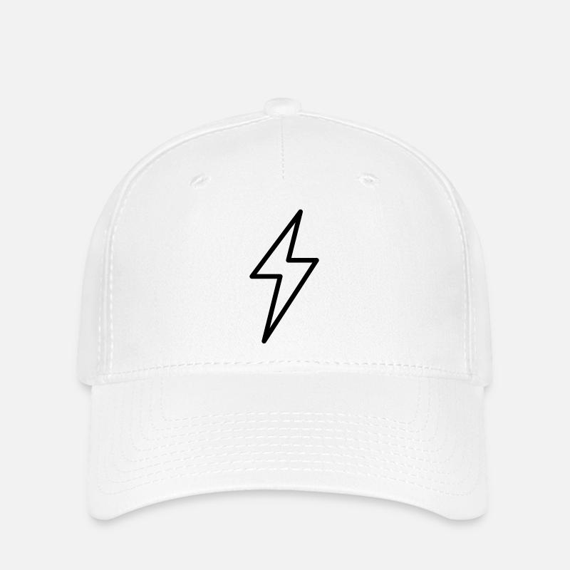 Lightning Symbol Outline Thunder Thunderstorm - Flexfit Cap - white