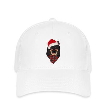 Chi Chihuahua Weihnachtsmütze Schwarz Tan Farben - Flexfit Cap - Weiß - Vorne