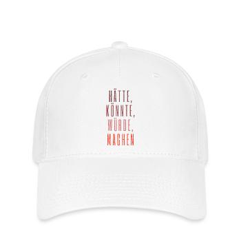 Hätte Könnte Würde Machen Rot (Distressed) - Flexfit Cap - Weiß - Vorne