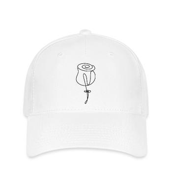 Fleur de rose minimaliste dessinée à la main - Casquette Flexfit - blanc - Devant