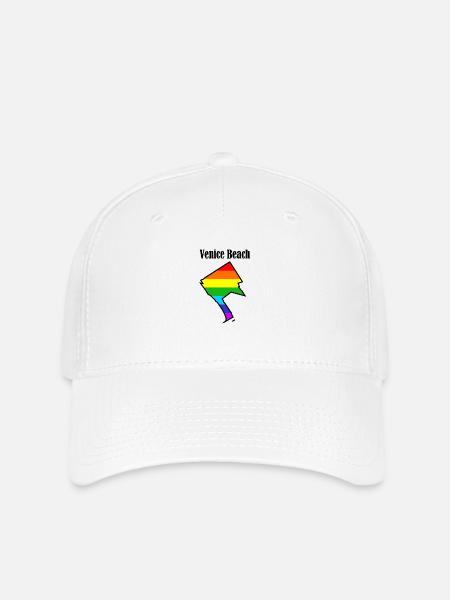 Venice Beach L.A. Regenbogen - Flexfit Cap - Weiß