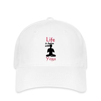 Yoga Life Leben Spruch Sport Fitness Geschenk - Flexfit Cap - Weiß - Vorne
