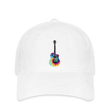 Multi-Colored Tie Dye Guitar Design - Flexfit Cap - white - Front