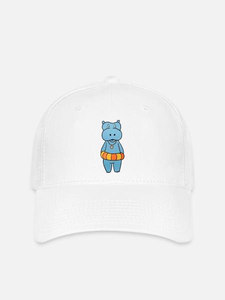 Nilpferd Schwimmring - Flexfit Cap - Weiß