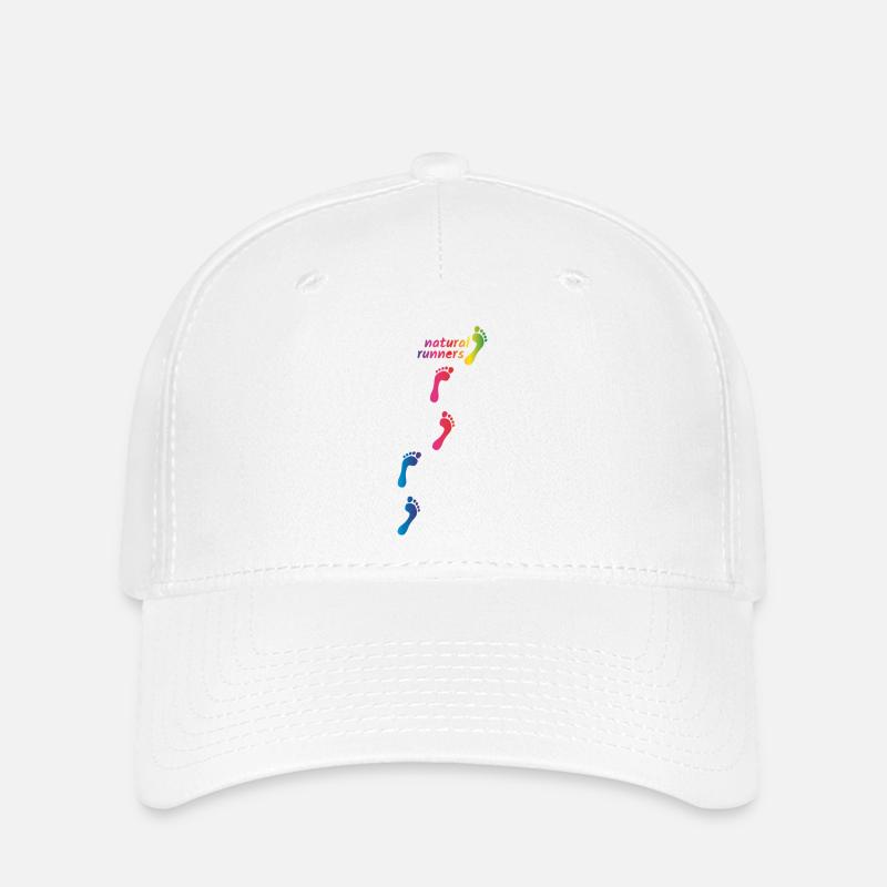 Regenbogen Footprints - barfuß durchs Leben gehen - Flexfit Cap - Weiß