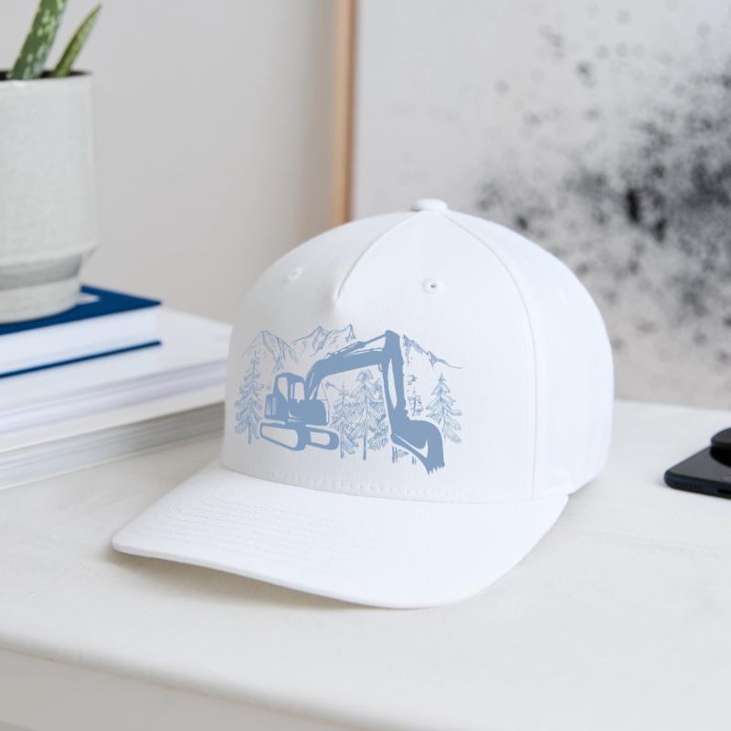 Excavator Silhouette Construction Equipment Operator Work Flexfit Cap