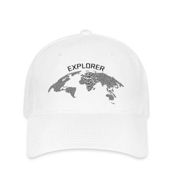 T-shirt explorateur / Carte du monde / Géographie - Casquette Flexfit - blanc - Devant