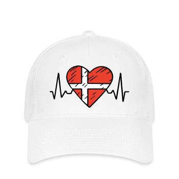 Denmark Heartbeat Line Danish Flag Love Design - Flexfit Cap - white - Front