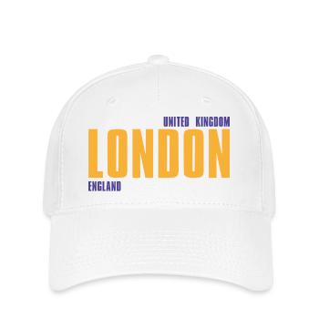 Londres en texte doré avec accents bleus - Casquette Flexfit - blanc - Devant