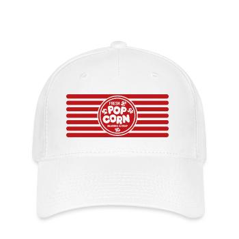 Frisches Popcorn - knusprig & lecker - Geschenk - Flexfit Cap - Weiß - Vorne