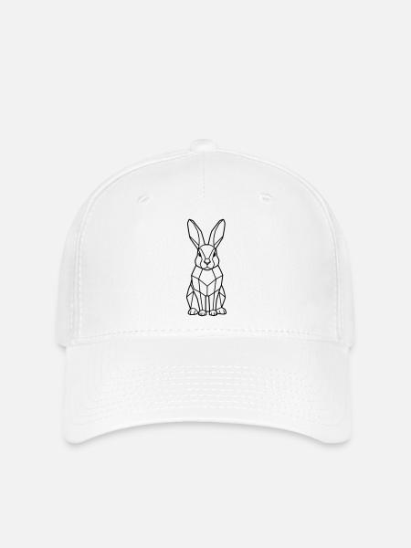 Geometrischer Hase Low Poly Outline - Flexfit Cap - Weiß