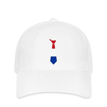 Dreikolor-Krawatte in Rot, Weiß, Blau - Flexfit Cap - Weiß - Vorne
