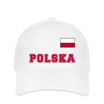 Poland jersey look – POLSKA with flag - Flexfit Cap - white - Front