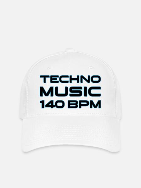 Techno Neon 140 BPM - Flexfit Cap - Weiß
