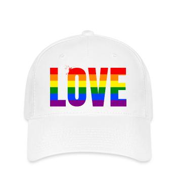 LOVE Rainbow Statement – Bold Equality Message - Flexfit Cap - Weiß - Vorne