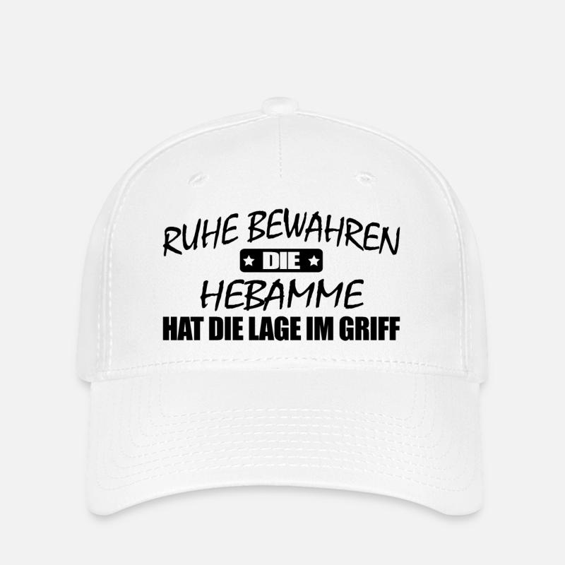 Hebamme-Ruhe bewahren-Entspann Dich - Flexfit Cap - Weiß
