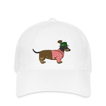 Der bayerische Dackel rot-weißes Hemd - Flexfit Cap - Weiß - Vorne