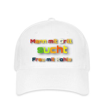 Mann mit Grill - Flexfit Cap - Weiß - Vorne