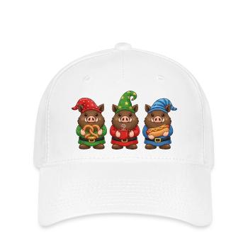 Wildschwein Weihnachten Jäger Keiler - Flexfit Cap - Weiß - Vorne