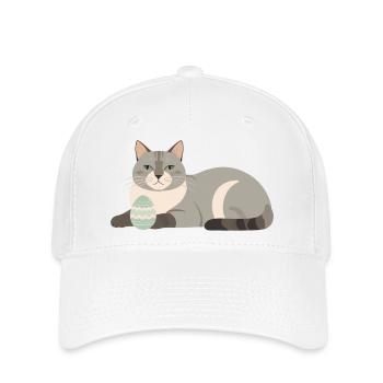 Easter Cat in Pastel Grey - Flexfit Cap - white - Front