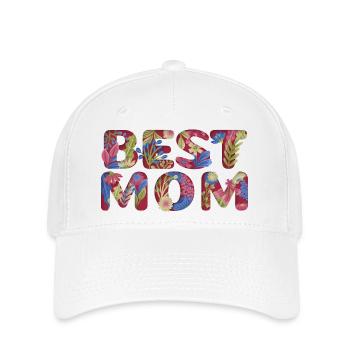  Best Mom Floral Lettering Design - Flexfit Cap - Weiß - Vorne