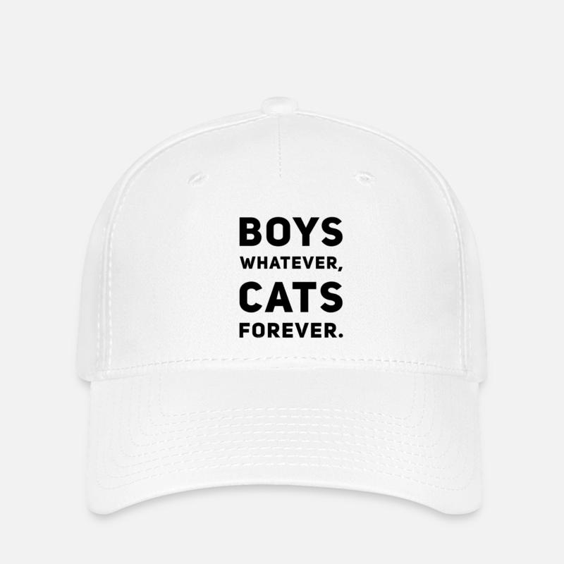 Boys Whatever Cats Forever – Cat Lover Spruch - Flexfit Cap - Weiß