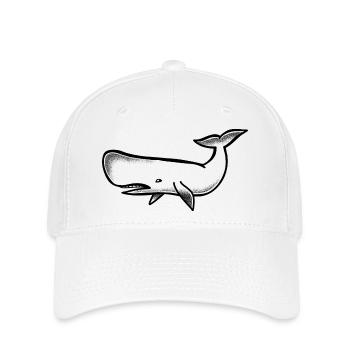 Tattoo-Stil großer Blauwal - Flexfit Cap - Weiß - Vorne