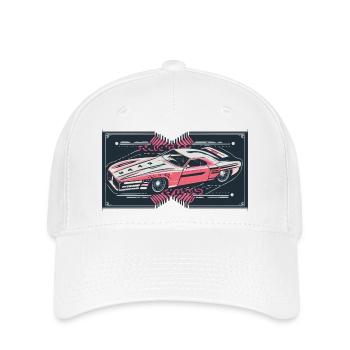Voiture de course rétro rouge - Casquette Flexfit - blanc - Devant