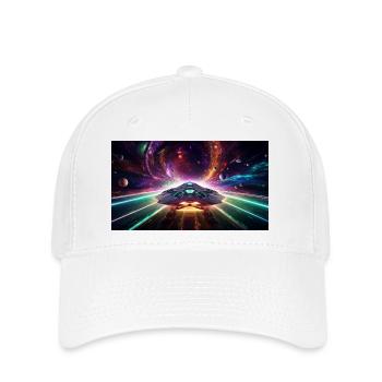 Vaisseau spatial en voyage à travers la galaxie - Casquette Flexfit - blanc - Devant