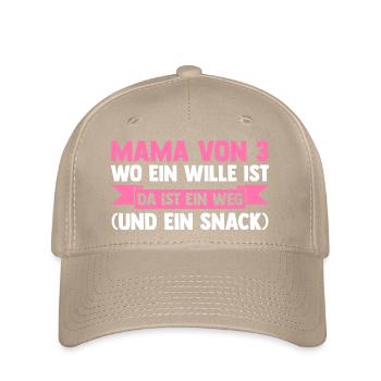 Mama Von 3 Kindern - Flexfit Cap - Khaki - Vorne