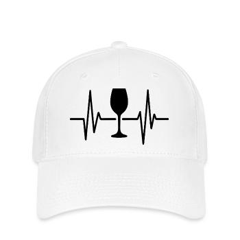 Weinglas Heartbeat Line Minimalistisches Design - Flexfit Cap - Weiß - Vorne