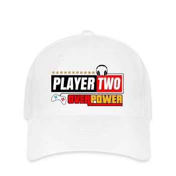 Spieler Zwei Overpower | Spieler- und Streamer-Stil - Flexfit Cap - Weiß - Vorne