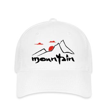 Montagne noire et soleil rouge - Casquette Flexfit - blanc - Devant