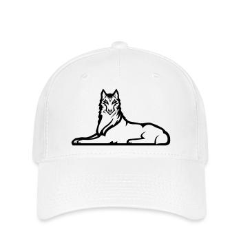 Einsamer tschetschenischer Wolf - eine schwarze Farbe - Flexfit Cap - Weiß - Vorne