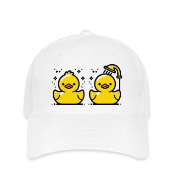 Quietscheenten Badeenten - Flexfit Cap - Weiß - Vorne