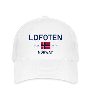 Lofoten - Norwegen - Koordinaten - Flagge - Flexfit Cap - Weiß - Vorne