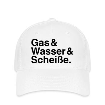 Gas & Wasser & Scheiße. - Flexfit Cap - Weiß - Vorne