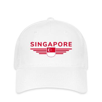 Singapur Fan Outfit Design T Shirt - Flexfit Cap - Weiß - Vorne