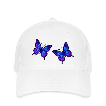 Schmetterlinge Neonblau - Flexfit Cap - Weiß - Vorne